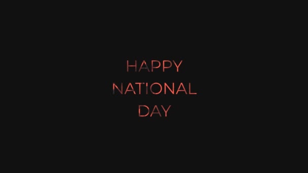 Happy National Day Text Licht Animation Videoschleifenanimation — Stockvideo