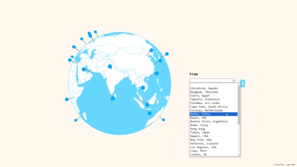 Animação Vídeo Com Avião Preto Voando Mapa Mundo Partindo Los — Vídeo de Stock