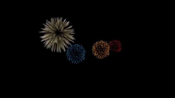 Fireworks Explosion Smoke Foggy Black Motion Background Loop Sky Fireworks — стокове відео