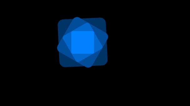 相互に絡み合った青い色のアニメーションは 四角形を消しました 4Kビデオループアニメーション — ストック動画