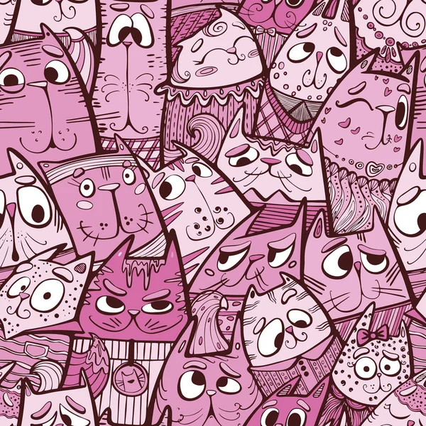 Oyuncu Kedilerle Vektör Doodle Deseni