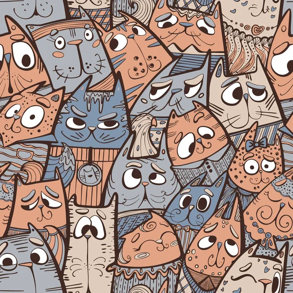 Oyuncu Kedilerle Vektör Doodle Deseni