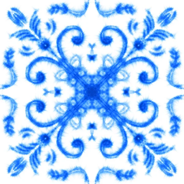 Абстрактный Орнамент Плитки Синий Зимний Узор Белом Фоне Бесшовный Шаблон — стоковое фото