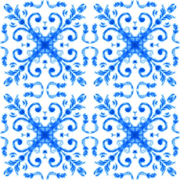 Abstraktní Dlaždice Ornament Modrý Zimní Vzor Bílém Pozadí Bezproblémový Vzorec — Stock fotografie