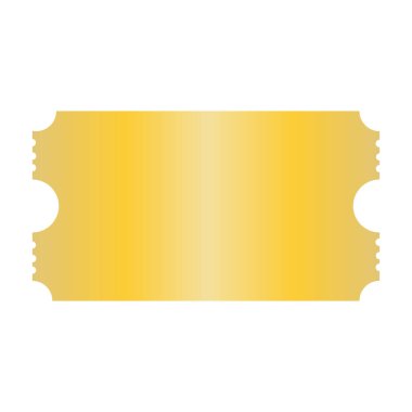 Altın bilet boş kupon vektör illüstrasyonu. Beyaz bir geçmişi var. Bilet ve kupon basmak için kullanılabilir