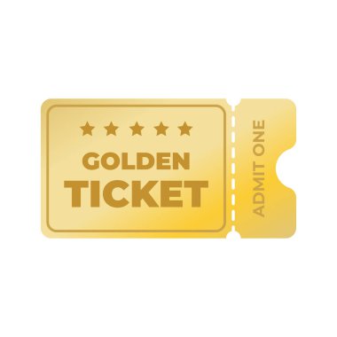 golden ticket admit one coupon isolated design vector illustration
