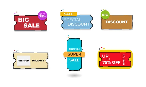 Coupon Discount Sticker Label Flat Banner Vector Illustration — Stock Vector