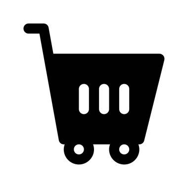 Alışveriş arabası simgesi katı stil tasarım vektör çizimi. Mobil uygulamalar, web siteleri ve UI için kullanılabilir