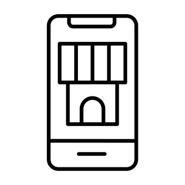 Çevrimiçi depolama simgesi taslak biçimi illüstrasyonu. Web sitesi simgeleri, UI ve mobil uygulamalar için kullanılabilir