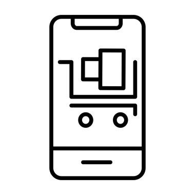 Ticaret arabası ikonu gibi. Taslak biçim vektör illüstrasyonu. Web sitesi simgeleri, UI ve mobil uygulamalar için kullanılabilir