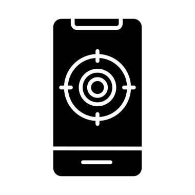 İzleme veya hedef simge vektörü, Siyah ve beyaz katı simge, Resim UI, web siteleri, mobil uygulamalar ve çevrimiçi dükkan uygulamaları için kullanılabilir