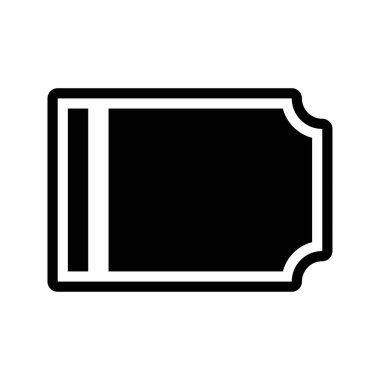 Kupon kuponu ikonu. Beyaz üzerine düz stil siyah ikon. Glyph tarzı düz tasarım. Mobil uygulamalar, web siteleri ve UI için kullanılabilir