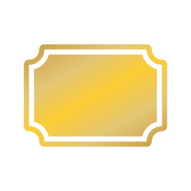 Klasik etiket çerçeve ikonu vektör illüstrasyon tasarımı grafiksel düz stil sarı renk. Web siteleri, mobil uygulamalar ve UI için kullanılabilir