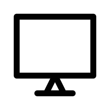 Bilgisayar ekranı vektör simgesi. Siyah ve beyaz bilgisayar monitörü beyaz arkaplanda izole edildi.