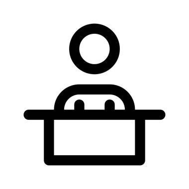 Konferans ikonu vektörü erkek profil avatar sembolü düz renk glifli resim çizimi