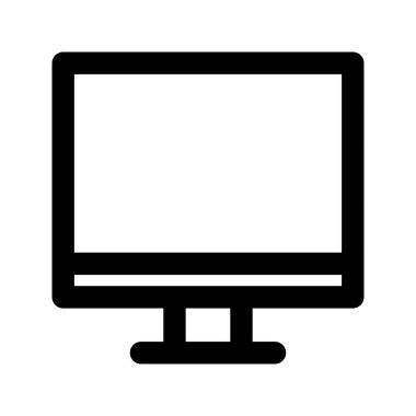 Bilgisayar İzleme Simgesi Vektörü. Düz stil. Beyaz Arkaplanda Siyah.