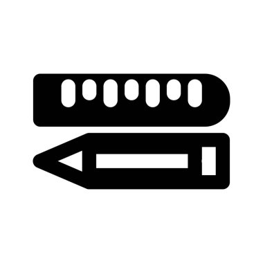 Kalem ve silgi simgesi vektör çizimi, izole edilmiş düz tasarım simgesi