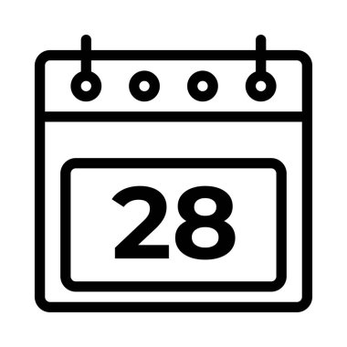 28. Günlük Takvim Simgesi Vektörü. Taslak Takvim İşareti. vektör resimleme grafiği