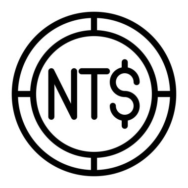 Dolar Tayvan sikkeleri simgesi. Beyaz arkaplanda izole edilmiş web tasarımı için twd sembol simgesi