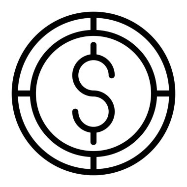 Dolar madeni para ikonu. Beyaz arkaplanda izole edilmiş web tasarımı için özet Amerikan sikke vektör simgesi