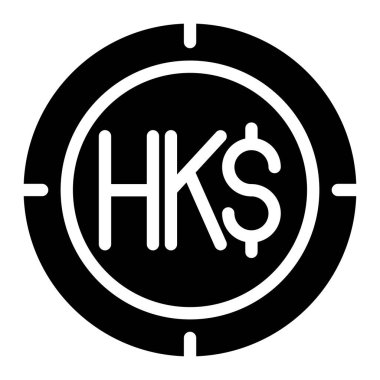 Beyaz arkaplanda izole edilmiş web, UI ve Uygulama mobil tasarımı için hong kong sikkeleri ikon vektör grafik çizimi