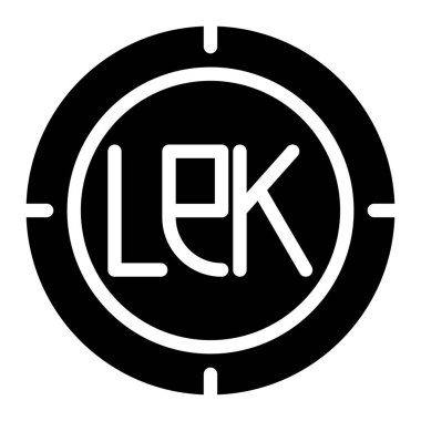 Beyaz arkaplanda izole edilmiş web, UI ve Uygulama mobil tasarımı için albanian lek sikke vektör grafik illüstrasyonuName