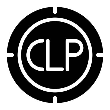 Beyaz arkaplanda izole edilmiş ağ, UI ve Uygulama mobil tasarımı için Şili peso sikke ikonu vektör grafik çizimi