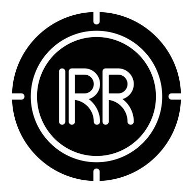 Beyaz arkaplanda izole edilmiş web, UI ve Uygulama mobil tasarımı için rial coin simgesi vektör grafik çizimi