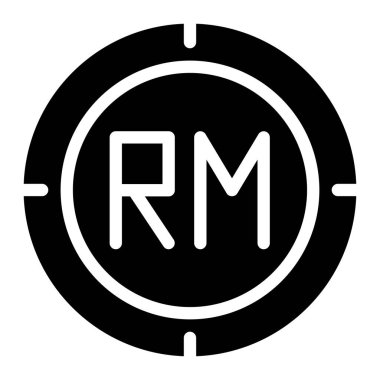 Beyaz arkaplanda izole edilmiş Web, UI ve Uygulamalar mobil tasarımı için ringgit para ikonu vektör grafik illüstrasyonu