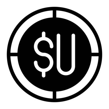 Uruguaylı pezo sikke simgesi düz stil. Beyaz arkaplanda izole edilmiş web, UI ve Uygulama mobil tasarımı için vektör grafik çizimi