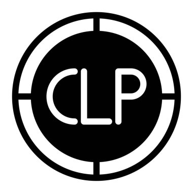 Şili CLP peso düz simgesi. Vektör çizimi. Beyaz arkaplanda basit siyah simge.