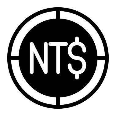 NF dolar Tayvan düz sikke ikonu. Beyaz arkaplanda izole edilmiş web tasarımı için para vektör simgesinin vektör çizimi