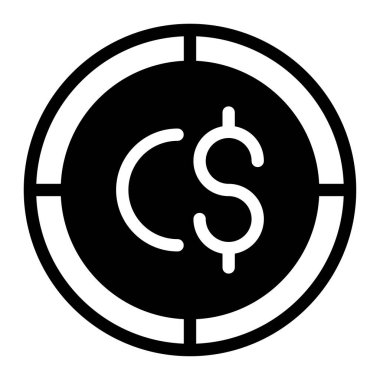 Kanada düz sikke ikonu. Web tasarımı, uygulama mobil ve yazılım arayüzleri için sembol para vektör simgesi çizimi. beyaz arkaplanda izole