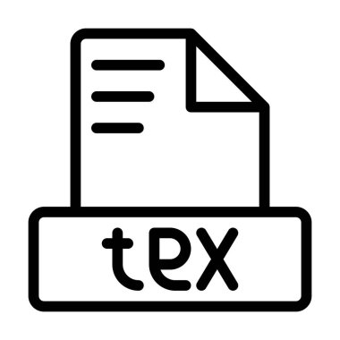 TEX Dosya Simgesi. Özet dosya uzantısı. simge dosya biçimi simgeleri. Vektör çizimi. Web sitesi arayüzleri, mobil uygulamalar ve yazılımlar için kullanılabilir