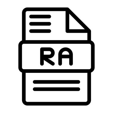 Ra File type Icons. Audio Extension icon Outline Design. Vector Illustrations. clipart