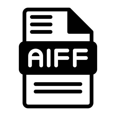 Aiff dosya simgesi. Ses biçimi simgesi Katı simgeler, Vektör illüstrasyonu. Web sitesi arayüzleri, mobil uygulamalar ve yazılımlar için kullanılabilir
