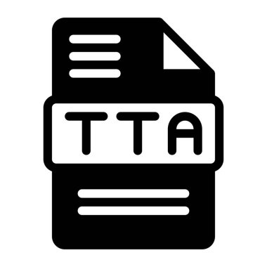 Tta Audio File Format Icon. Flat Style Design, File Type icons symbol. Vector Illustration. clipart