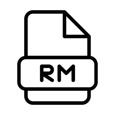 Rm Dosya Simgesi. Tip Dosyaları İmza ana hatları sembolü Tasarım, Simge Biçimi Veri Tipi. Vektör İllüstrasyonu.