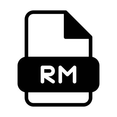 Rm dosya biçimi video simgeleri. Web dosyaları etiket simgesi. Vektör illüstrasyonu.