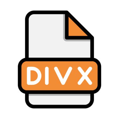 Divx dosya simgeleri. Düz dosya uzantısı. Simge video biçimi sembolleri. Vektör çizimi. Web sitesi arayüzleri, mobil uygulamalar ve yazılımlar için kullanılabilir