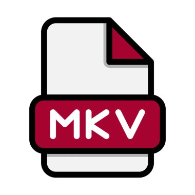 Mkv file icons. Flat file extension. icon video format symbols. Vector illustration. can be used for website interfaces, mobile applications and software clipart