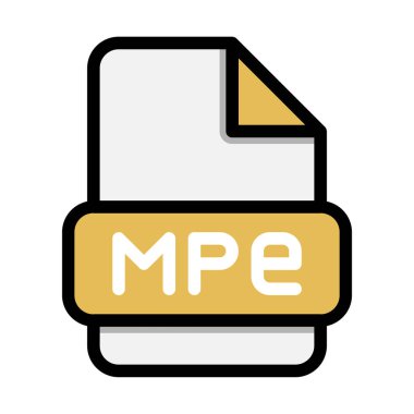 Mpe file icons. Flat file extension. icon video format symbols. Vector illustration. can be used for website interfaces, mobile applications and software clipart