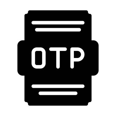 Otp file icon solid style. Spreadsheet file type, extension, format icons. Vector Illustration clipart