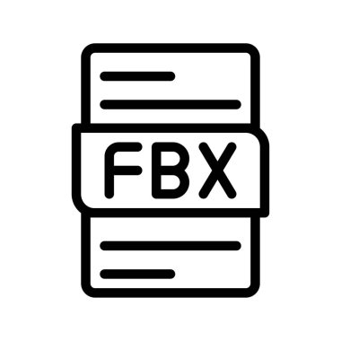 Fbx dosya tipi simgeleri. belge biçimi tasarım grafik simgesi, Outline tasarım biçimi ile. vektör illüstrasyonu