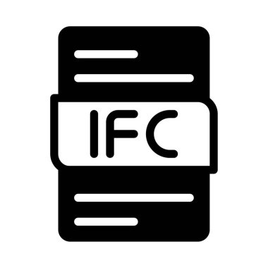 Ifc biçimi dosya tipi simgeleri. belge uzantı sembolü simgesi. Siyah dolgu tasarımı ile