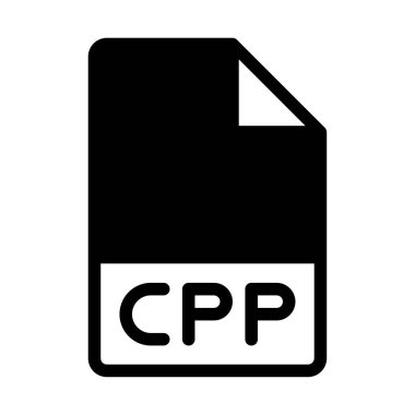 Cpp file format icons. Files type symbol document icon. With a black fill design style clipart