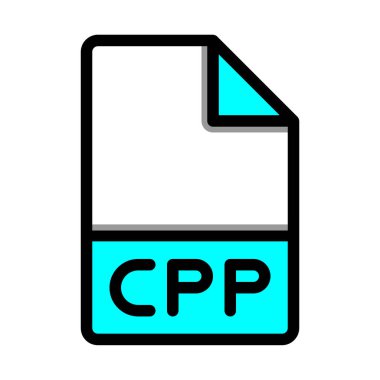 Cpp file type format icon. extension document files icons symbol. with flat and outline style clipart