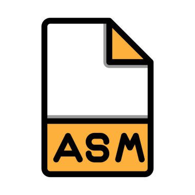 Asm dosya tipi biçimi simgesi. uzantı dosyaları simgeleri sembolü. düz ve özet biçiminde