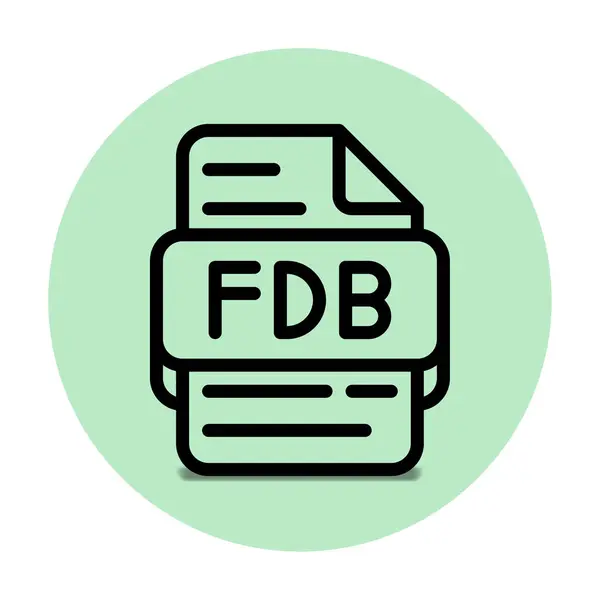 Fdb dosya tipi simgesi. dosyalar ve belge biçimi uzantısı. Tasarım biçimi ve parlak turkuaz yeşil arkaplan ile
