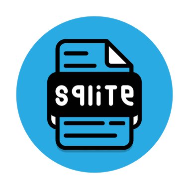 Sqlite dosya tipi simgesi. dosya ya da belge uzantı simgelerini biçimlendir. Yuvarlak mavi arkaplan.